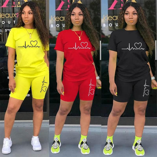 Summer Women Two Piece Set Sportswear T-Shirts and Shorts Ladies Casual O-Neck Pullover Short Sleeve - Empire P.E