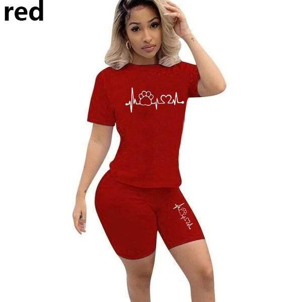 Summer Women Two Piece Set Sportswear T-Shirts and Shorts Ladies Casual O-Neck Pullover Short Sleeve - Empire P.E