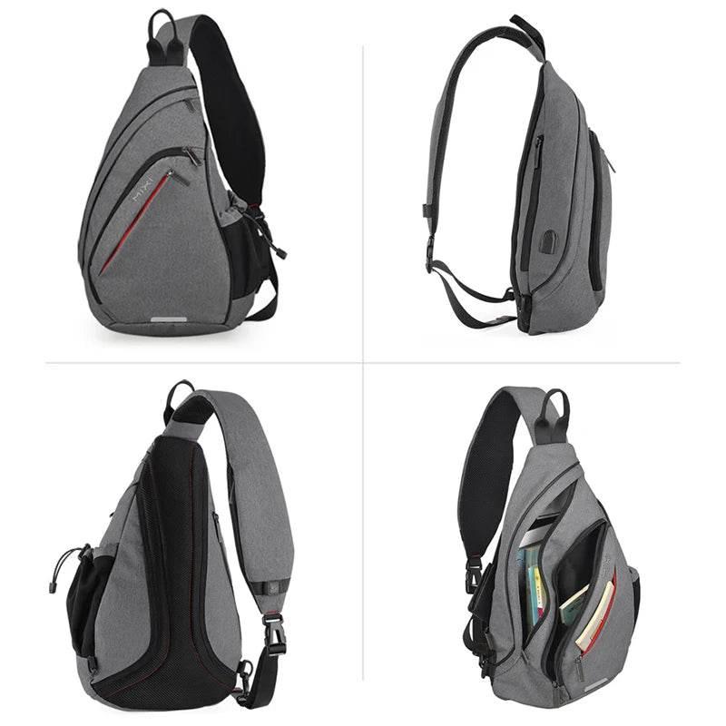 Mixi Men One Shoulder Backpack Women Sling Bag Crossbody USB Boys Cycling Sports Travel Versatile Fashion Bag Student School - Empire P.E