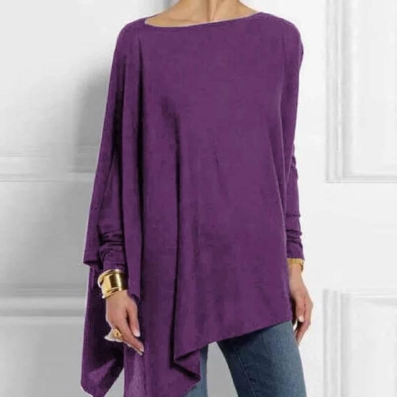 Cotton Irregular Women Blouses Shirt 2022 Autumn Female Solid Pullover Tops Casual O Neck Long Sleeve Blouse Ladies Tunic Blusas - Empire P.E