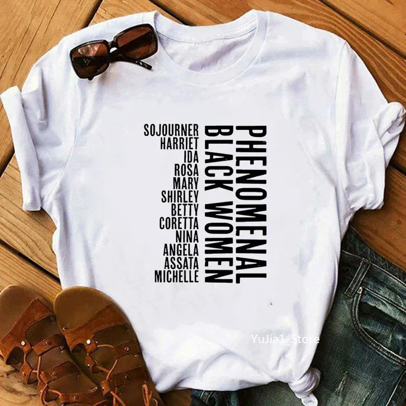 Flower Curly Puff Hair African Black Girl Print Tee Shirt - Empire P.E
