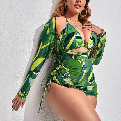 2023 Plus Size Bikini Swimwear Women Three Pieces Set