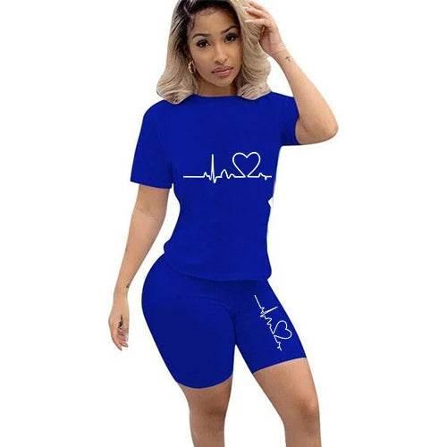 Summer Women Two Piece Set Sportswear T-Shirts and Shorts Ladies Casual O-Neck Pullover Short Sleeve - Empire P.E