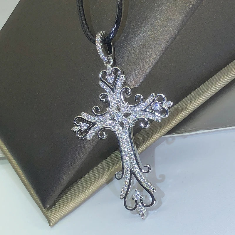 925 Silver Gothic Dark Style Cross Pendant Necklace