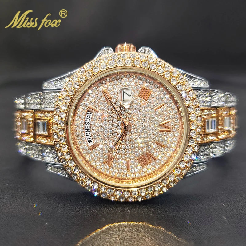 18K Gold Men Luxury Designer Diamond Watch