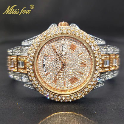 18K Gold Men Luxury Designer Diamond Watch