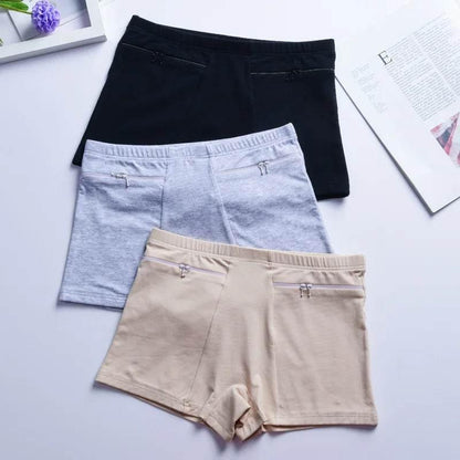 Plus Size Women Safety Short Pants Soft Boyshort Under Skirt Shorts With Zipper Pockets Breathable Theft-proof Female Underwear - Empire P.E