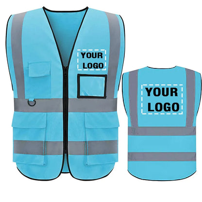 Reflective Safety Custom LOGO TEXT High Visibility Work Vest