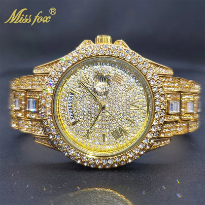 18K Gold Men Luxury Designer Diamond Watch