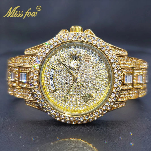 18K Gold Men Luxury Designer Diamond Watch