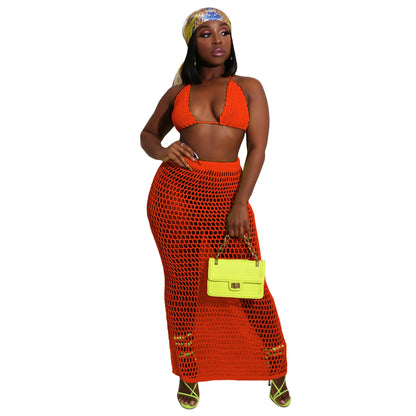 Swimwear 2 Piece Set Crochet Beachwear