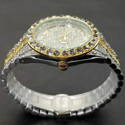 MISSFOX Hip Hop Men Watches Brand Luxury Roman Ice Out Automatic Date Male Wristwatch Full Diamond Waterproof Luminous Watch New - Empire P.E
