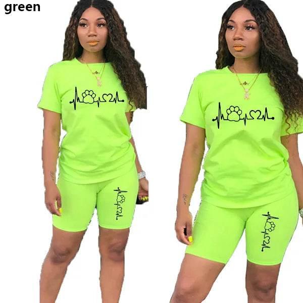 Summer Women Two Piece Set Sportswear T-Shirts and Shorts Ladies Casual O-Neck Pullover Short Sleeve - Empire P.E