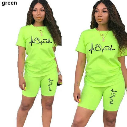 Summer Women Two Piece Set Sportswear T-Shirts and Shorts Ladies Casual O-Neck Pullover Short Sleeve - Empire P.E