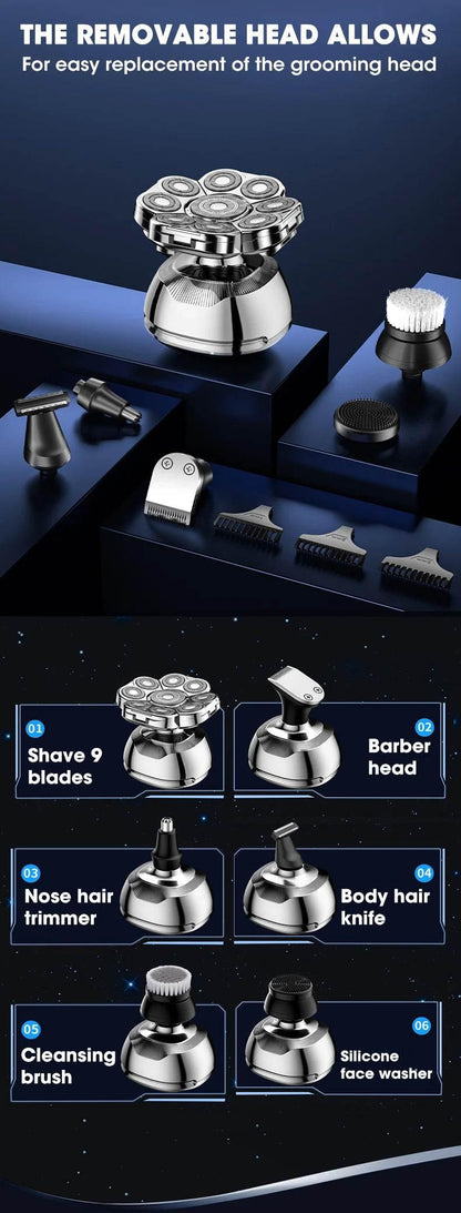 Head Shaver for Bald Men 9D Waterproof Cordless Wet/Dry & Bald Head Shaver with Rotary Blades - Grooming Kit with Electric Razor - Empire P.E