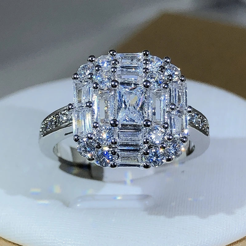 Exquisite Square Zircon Countless Claw Rings