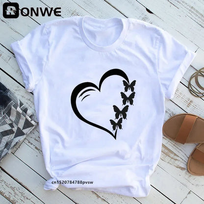 Woman Butterfly Tree Print T-Shirt - Empire P.E