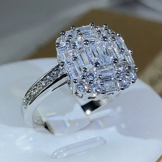 Exquisite Square Zircon Countless Claw Rings