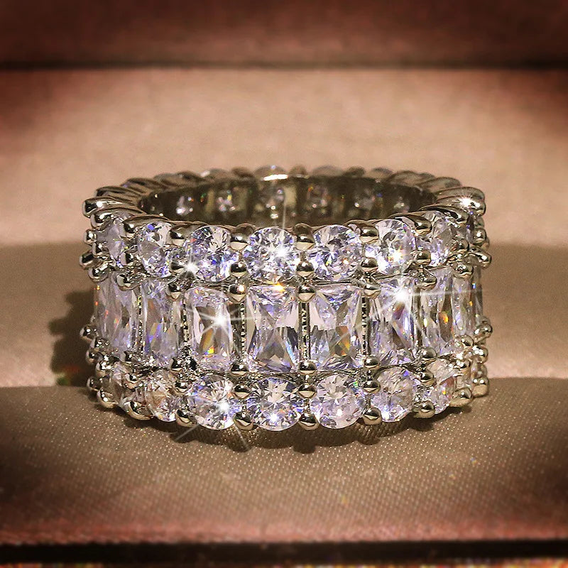 Ladies Fashion AAA Zircon 925 Silver Ring