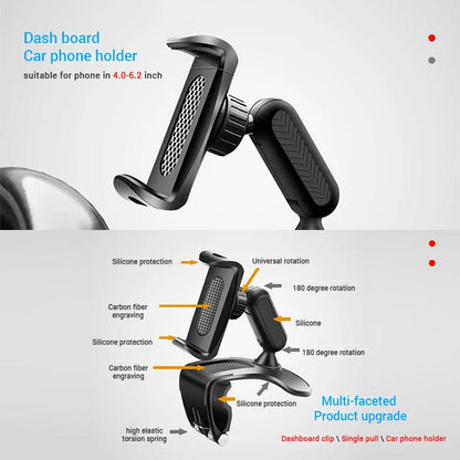 Dashboard Car Phone Holder ABS Mobile Phone Sun Visor Holder Auto Rear View Mirror Phone Support 360 Degree Rotation Accessories - Empire P.E