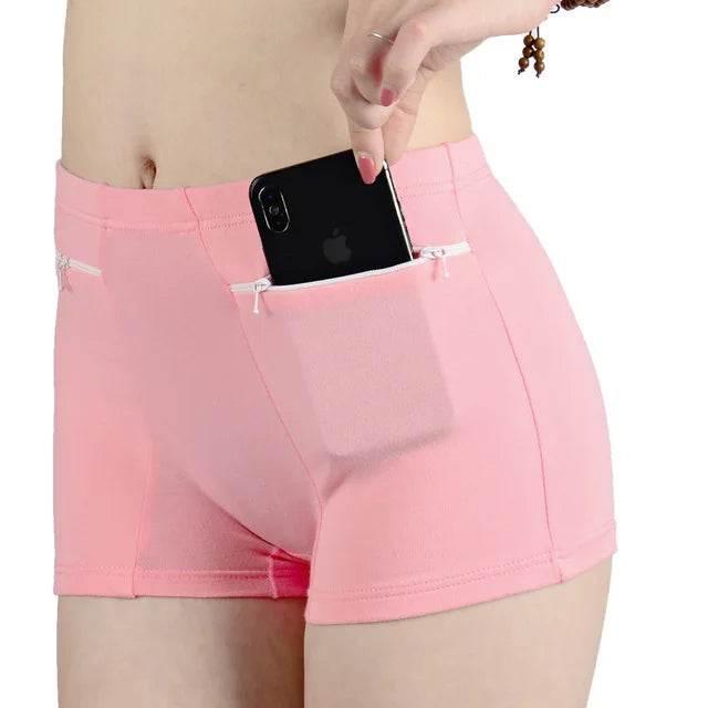 Plus Size Women Safety Short Pants Soft Boyshort Under Skirt Shorts With Zipper Pockets Breathable Theft-proof Female Underwear - Empire P.E