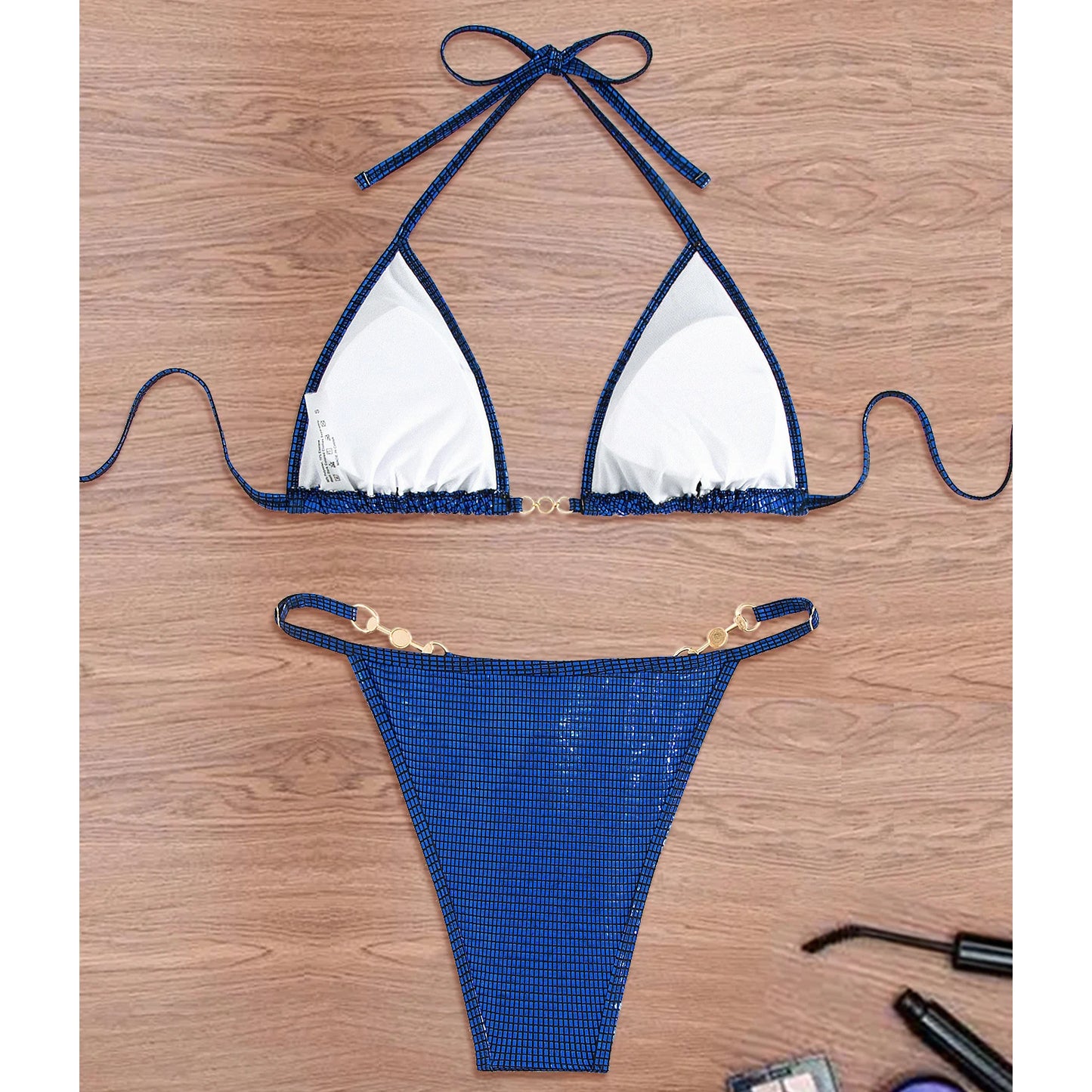 Shiny Blue Sexy Micro Bikini Swimsuit