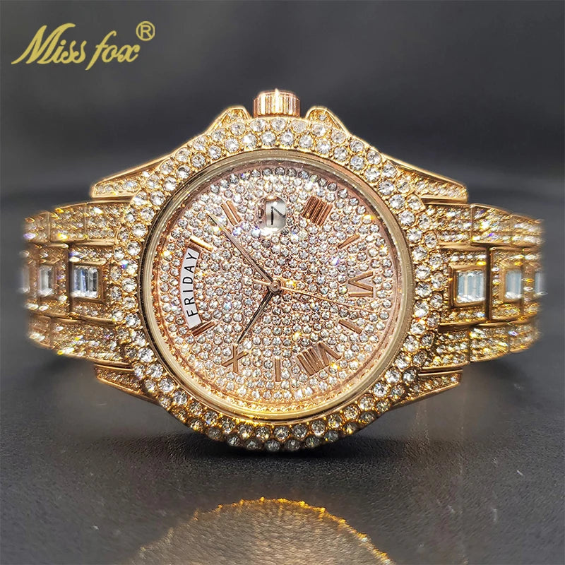 18K Gold Men Luxury Designer Diamond Watch
