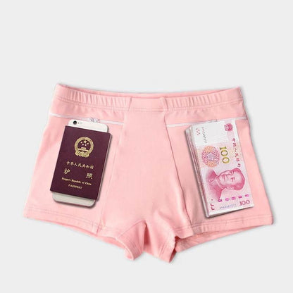 Plus Size Women Safety Short Pants Soft Boyshort Under Skirt Shorts With Zipper Pockets Breathable Theft-proof Female Underwear - Empire P.E