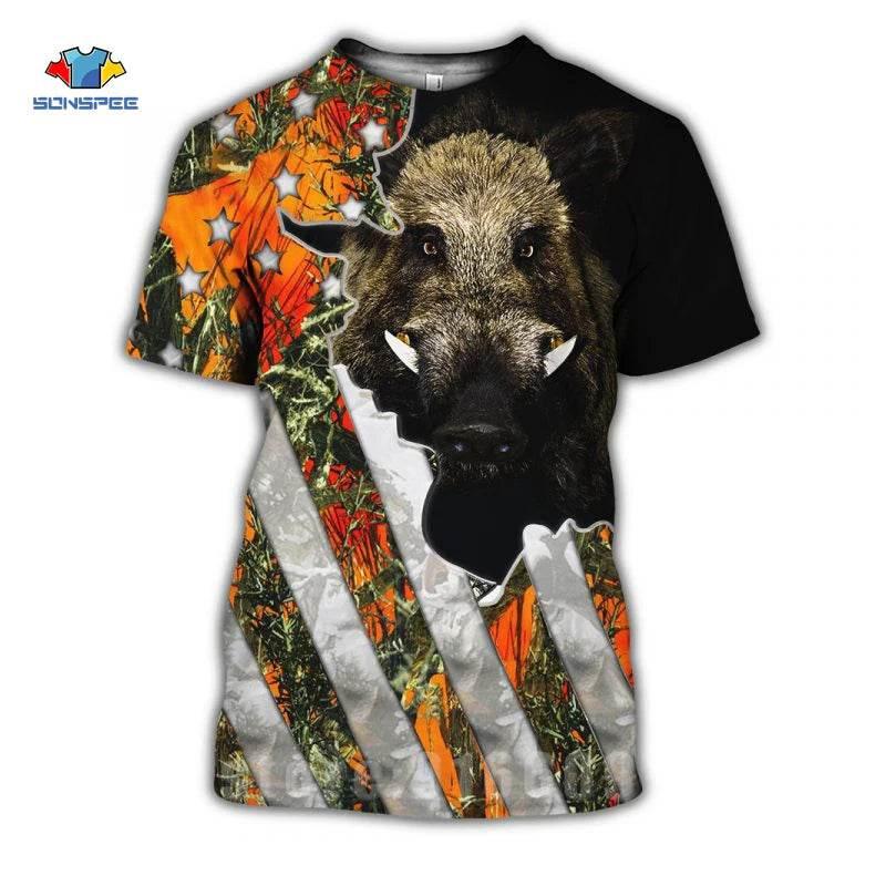 3D Camo Wild Boar Graphic Men's T-Shirt - Empire P.E