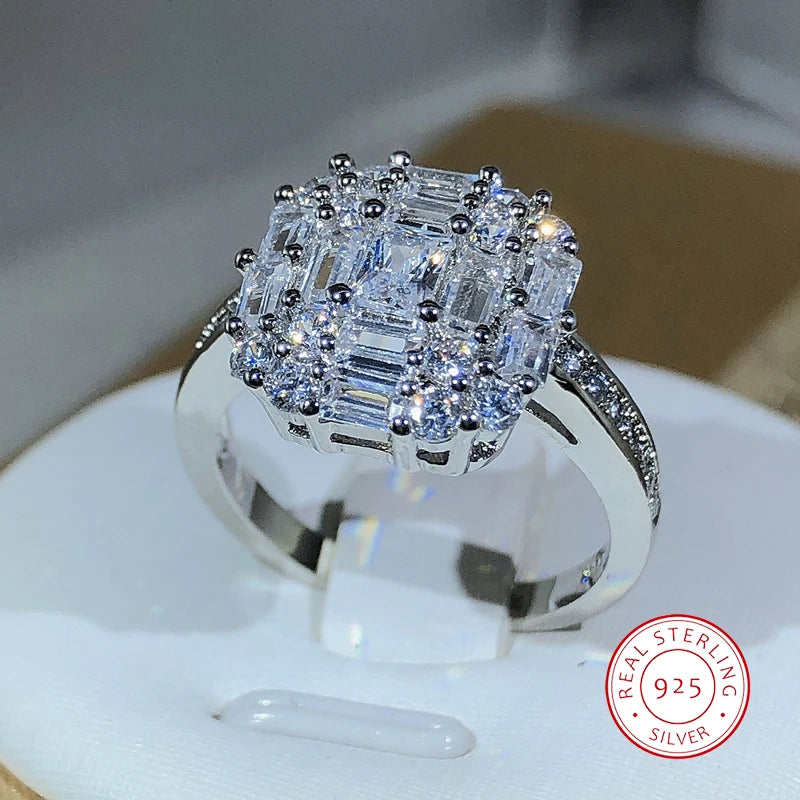 Exquisite Square Zircon Countless Claw Rings