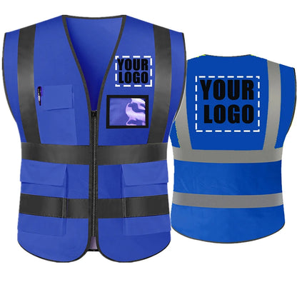 Reflective Safety Custom LOGO TEXT High Visibility Work Vest