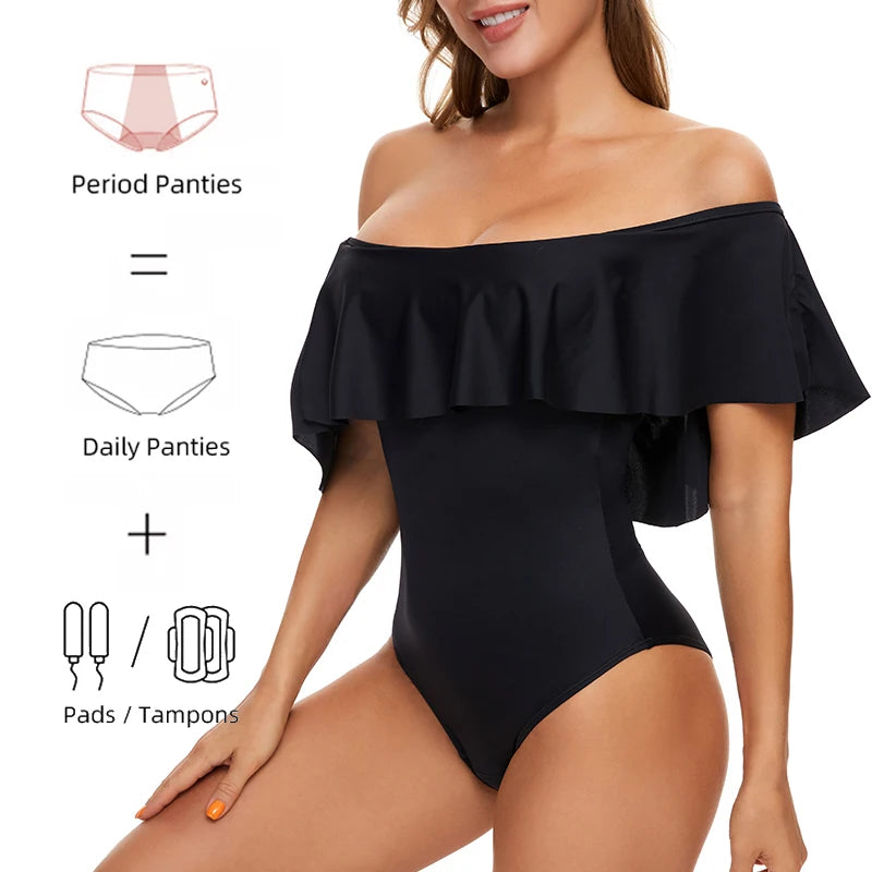 Ruffle-Strap  Women's Period One-piece Swimsuits