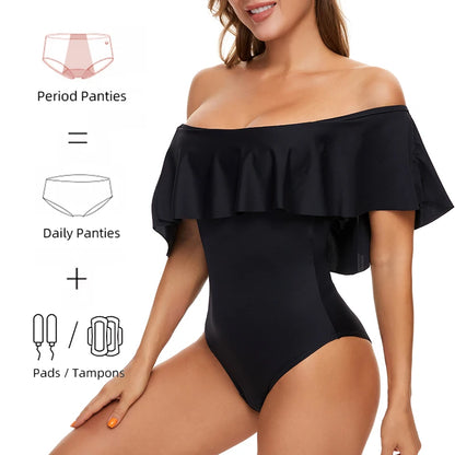 Ruffle-Strap  Women's Period One-piece Swimsuits