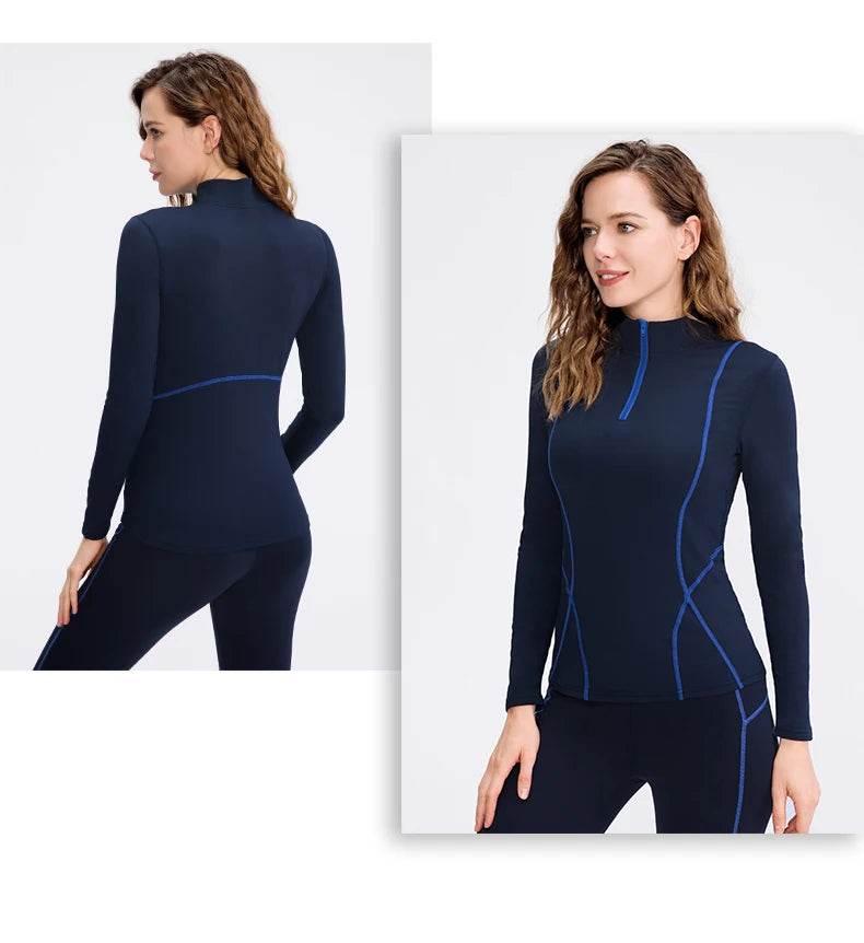 Women Long Sleeve Yoga Tops Fitness Yoga Top Gym Top Sports Wear For Women Push Up Running Top High Elastic Gym Clothes Shirts - Empire P.E