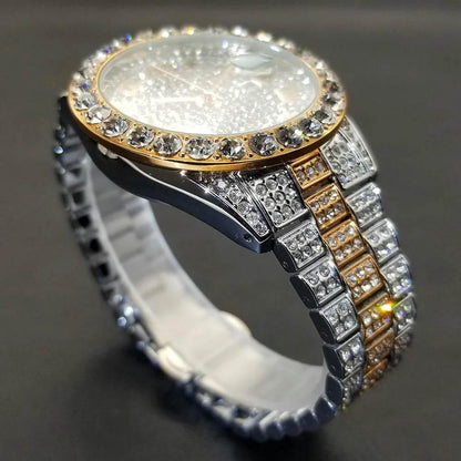 MISSFOX Hip Hop Men Watches Brand Luxury Roman Ice Out Automatic Date Male Wristwatch Full Diamond Waterproof Luminous Watch New - Empire P.E
