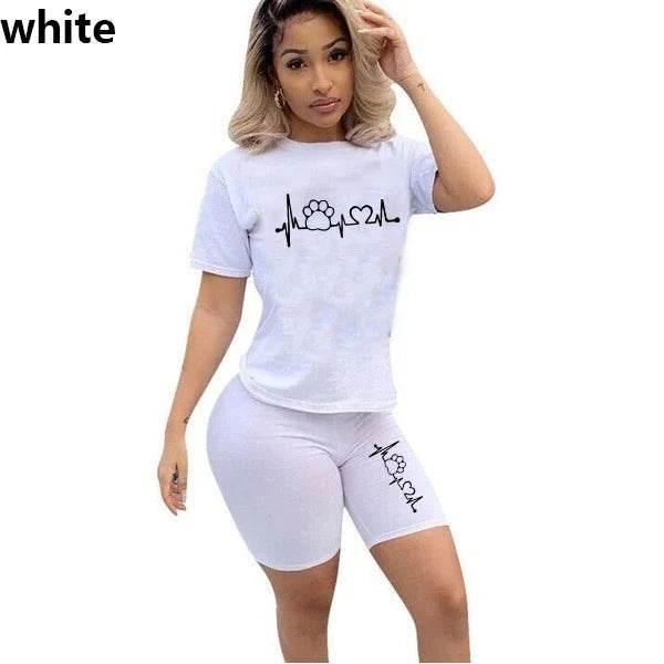 Summer Women Two Piece Set Sportswear T-Shirts and Shorts Ladies Casual O-Neck Pullover Short Sleeve - Empire P.E