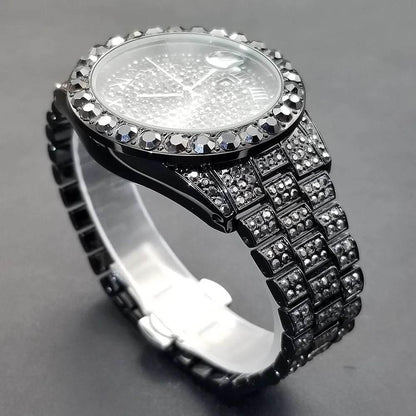 MISSFOX Hip Hop Men Watches Brand Luxury Roman Ice Out Automatic Date Male Wristwatch Full Diamond Waterproof Luminous Watch New - Empire P.E