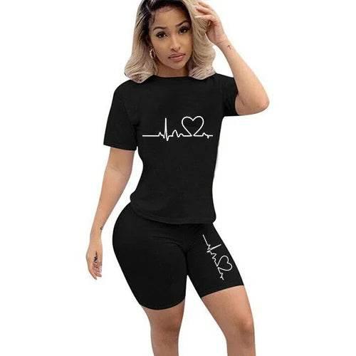 Summer Women Two Piece Set Sportswear T-Shirts and Shorts Ladies Casual O-Neck Pullover Short Sleeve - Empire P.E