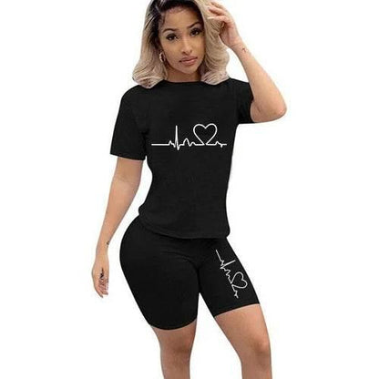 Summer Women Two Piece Set Sportswear T-Shirts and Shorts Ladies Casual O-Neck Pullover Short Sleeve - Empire P.E