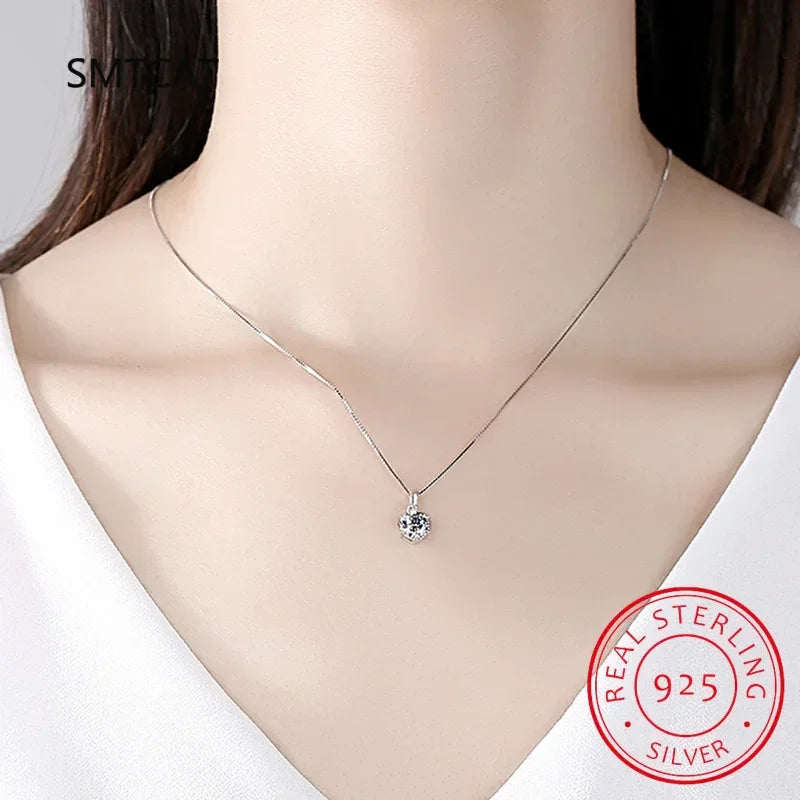Certified Moissanite Diamond Fashion Wedding Pendant Necklace for Women 925 Sterling Silver - Empire P.E
