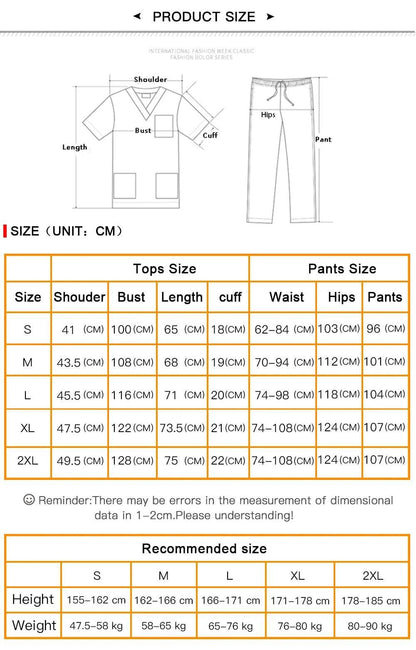 Niaahinn Health Services Scrubs Set Uniforms V-Neck Beauty Salon Work Uniform Women Sets Pet Grooming Institution Scrubs Coat - Empire P.E