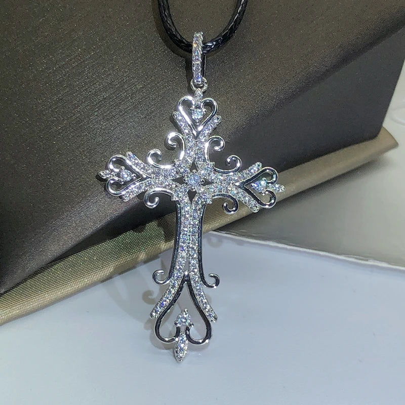 925 Silver Gothic Dark Style Cross Pendant Necklace