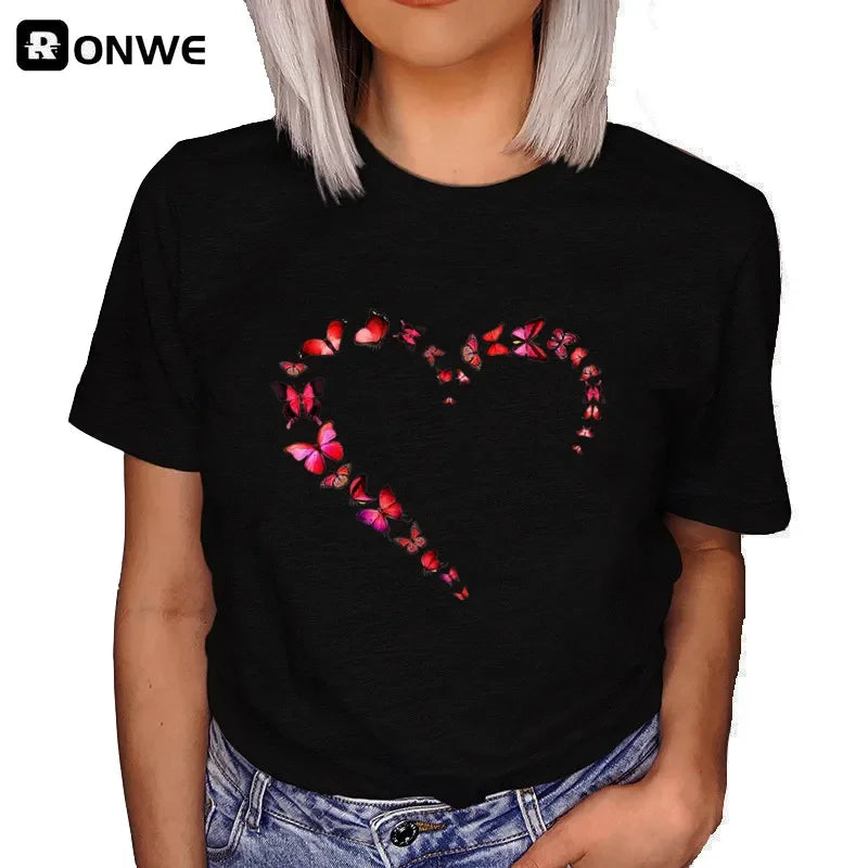 Woman Butterfly Tree Print T-Shirt - Empire P.E