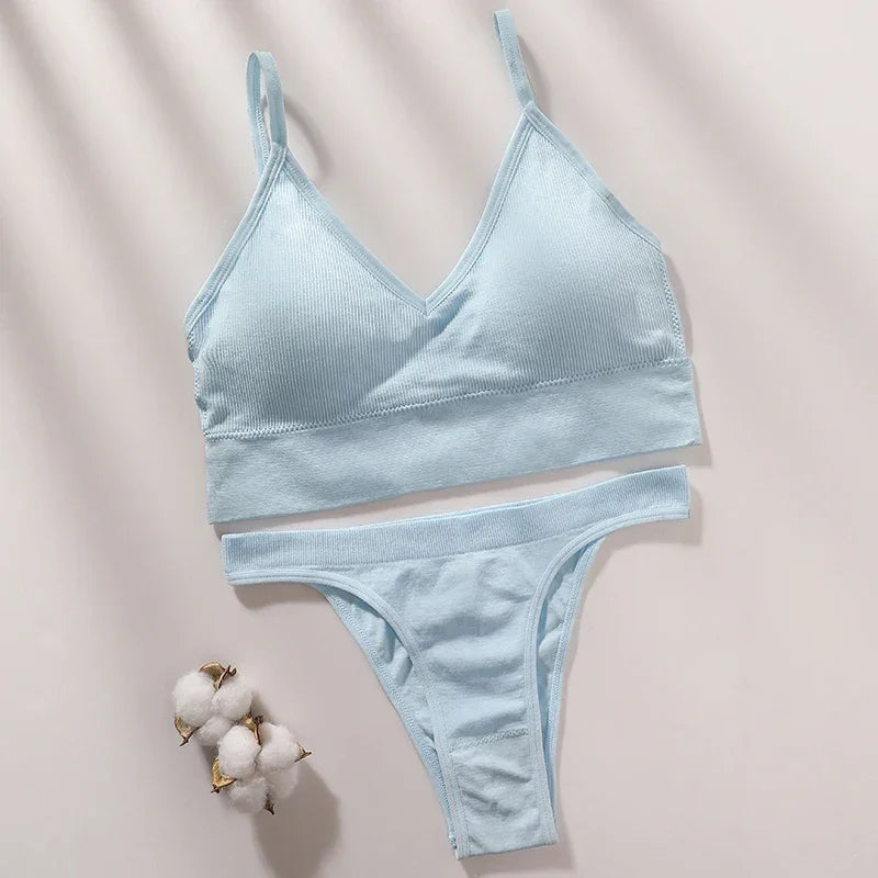 Women Seamless Bra Set Low Rise Brazilian Panties - Empire P.E