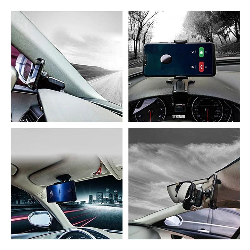 Dashboard Car Phone Holder ABS Mobile Phone Sun Visor Holder Auto Rear View Mirror Phone Support 360 Degree Rotation Accessories - Empire P.E