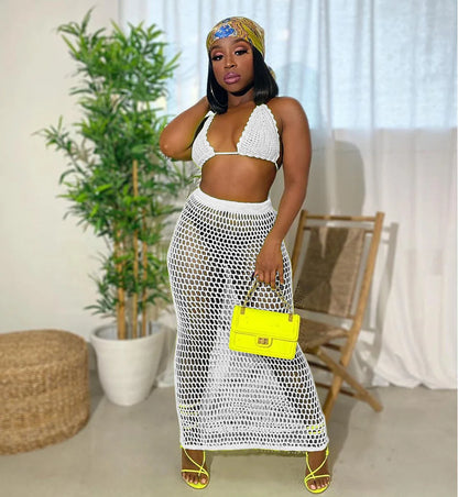 Swimwear 2 Piece Set Crochet Beachwear