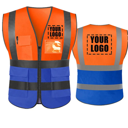 Reflective Safety Custom LOGO TEXT High Visibility Work Vest