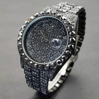 MISSFOX Hip Hop Men Watches Brand Luxury Roman Ice Out Automatic Date Male Wristwatch Full Diamond Waterproof Luminous Watch New - Empire P.E