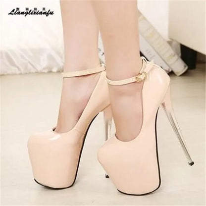 Woman Platforms Pumps Ankle Strap Stilettos - Empire P.E