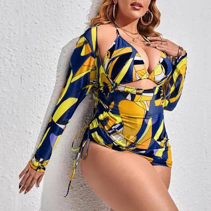 2023 Plus Size Bikini Swimwear Women Three Pieces Set